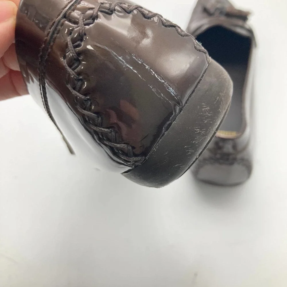 Stuart weitzman patent tassel loafers Bronze Metallic